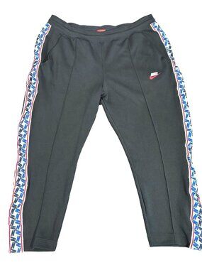 Nike Logo Tape Track Pants Cropped Snap Hem Black Athletic Women 2XL